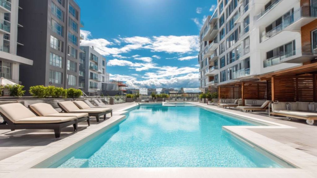 outdoor condominium pool in toronto ontario.